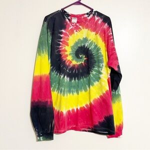 Anvil Tie-Dye Long Sleeve Cotton Tee Shirt